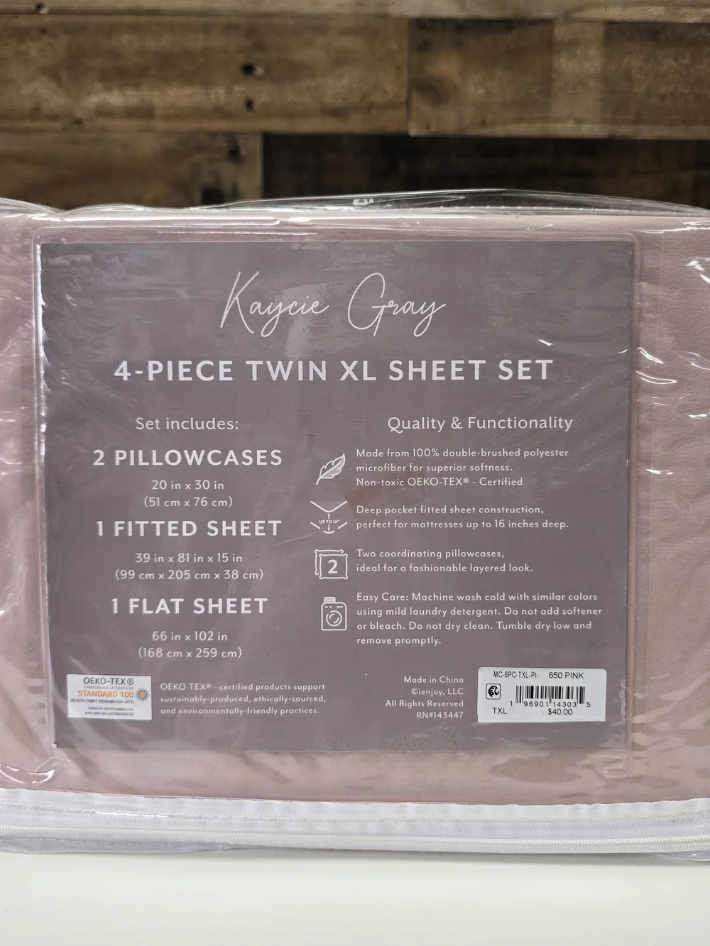 Twin XL 4-Piece Sheet Set in Blush Pink